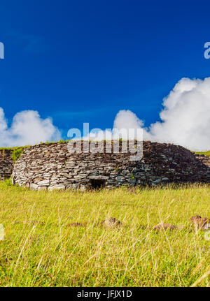 Orongo Village, Rapa Nui National Park, Easter Island, Chile Stock Photo