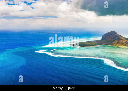 Aerial view of Le Morne Brabantl. Mauritius Stock Photo