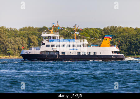 KIEL /GERMANY - JUNE 20, 2017: ferry boat drives in sea water on public event Kieler Woche. Stock Photo