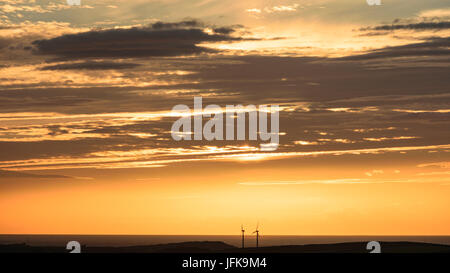 Isle of Anglesey Windmill Sunset over Irish Sea Stock Photo