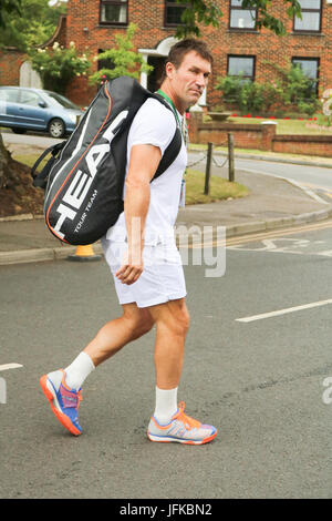 London, UK. 1st July, 2017. Former Wimbledon champion Pat Cash arrives at the All England tennis club Credit: amer ghazzal/Alamy Live News Stock Photo