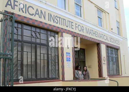 Physicist Desiree Mahinga (25, L) from Congo-Brazzaville and mathematician Valimbavaka Ranaivomanana (26, R) from Madagascar pictured at the African Institute for Mathematical Sciences (AIMS) in Muizenberg, not farm from Cape Town, South Africa, 20 June 2017. An african mathematics institute is aiming to find the next Einstein. Young geniuses from all over Africa study here. Some dream of a Nobel Prize. Photo: Kristin Palitza/dpa Stock Photo