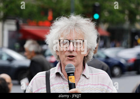Paris, France. 1st July, 2017. Jean-Baptiste Eyraud (Droit Au Logement) attends the demonstration against the state of permanent emergency, on 1st July, 2017 in Paris, France. Credit: Bernard Menigault/Alamy Live News Stock Photo