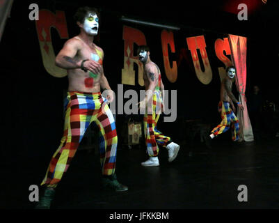 Walsall, UK. 1st July, 2017. Circus of Horrors ,finalist of Britain Got Talent 2011,performing live in Walsall as part of the Cirque du tattoo Festival ,first time ever show held at the home of Walsall FC Bescot Stadium@Paul Quezada-Neiman/Alamy Live News Stock Photo