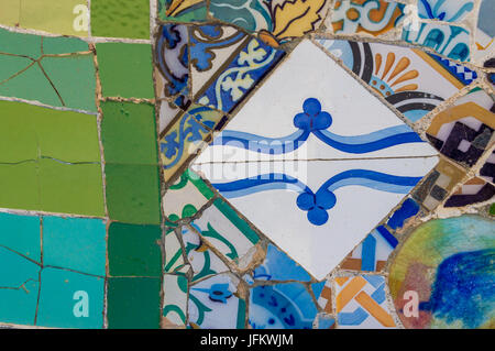 Antoni Gaudi broken tiles - Trencadis -  in Parc Guell