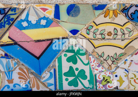 Antoni Gaudi broken tiles - Trencadis -  in Parc Guell