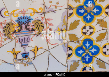Antoni Gaudi broken tiles - Trencadis -  in Parc Guell