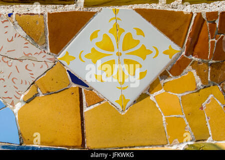 Antoni Gaudi broken tiles - Trencadis -  in Parc Guell