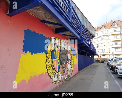 Grafitti Outside Generali Arena, Prague Stock Photo