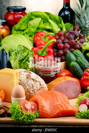 Variety of organic food including vegetables Stock Photo