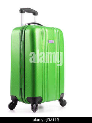 Travel suitcase isolated on white background. Stock Photo