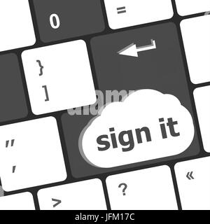sign it or login concept with key on computer keyboard Stock Photo