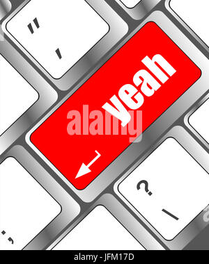 yeah word on computer keyboard key, laptop icon Stock Photo