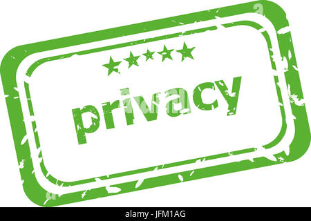 PRIVACY text, on vintage rectangle stamp sign. Stock Photo