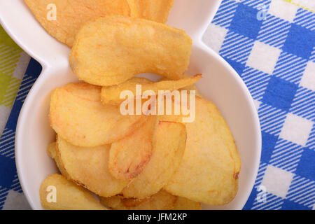 Close up potato chips. top view background Stock Photo