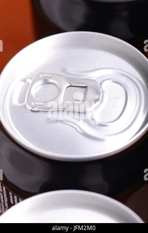 metal beer cans background Stock Photo