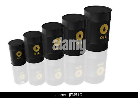 Oil barrels isolated on white - 3d rendering Stock Photo