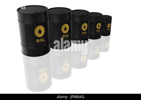 Oil barrels isolated on white - 3d rendering Stock Photo