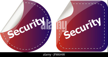 business security stickers label tag set isolated on white Stock Photo