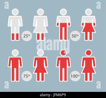 People Percentage Icons for infographic or presentation - vector Illustration Stock Vector