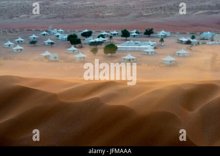 The Desert Night Camp, Wahiba Sands, Sultanate of Oman, Middle East, Tends from the surrounding dunes, Stock Photo