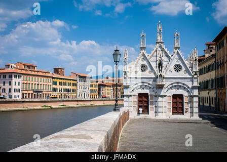 Pisa, Tuscany, Italy, Europe, Church Santa Maria della Spina on river Arno bank, Stock Photo