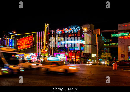 Las Vegas Boulevard, Las Vegas, Nevada, Usa, The Hard Rock Cafè on the strip in Las Vegas, Stock Photo