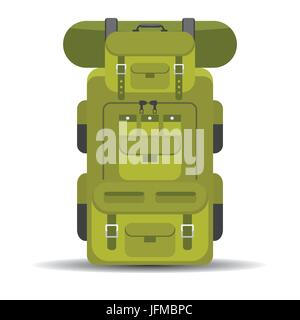 Tourist hiker backpack flat and minimal design icon. Stock Vector