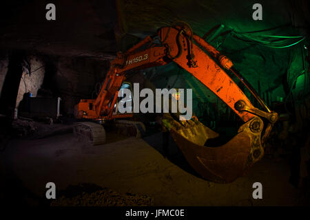 An abandoned slate mine in Italy with a huge scraper, Fontanabuona valley, Genoa, Italy, Europe Stock Photo