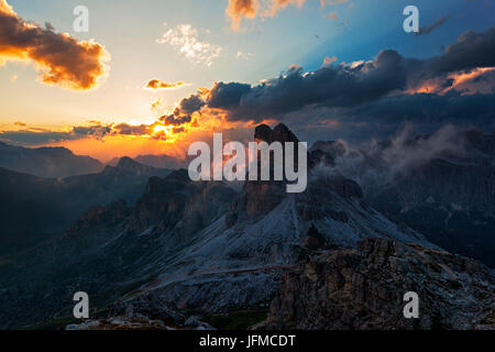 Averau mount, Ampezzo Dolomites, Cortina d'Ampezzo, Belluno, veneto, Italy, Stock Photo