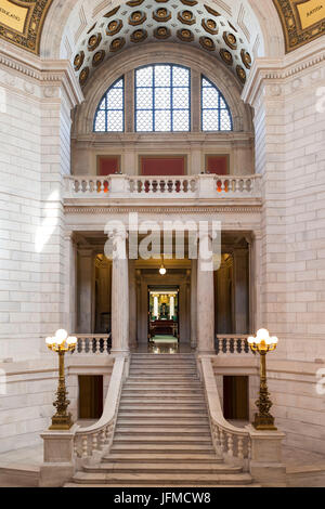 USA, Rhode Island, Providence, Rhode Island State House, interior staircase Stock Photo