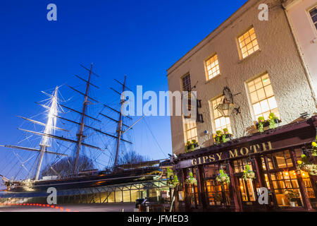 England, London, Greenwich, The Cutty Sark and Pub Stock Photo