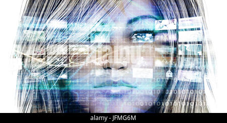 Virtual Reality with Augmented Technology Software Solutions Stock Photo