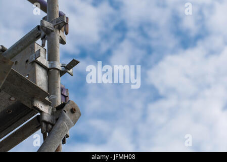 Looking up at Scaffolding in a construction site in Australia Stock Photo