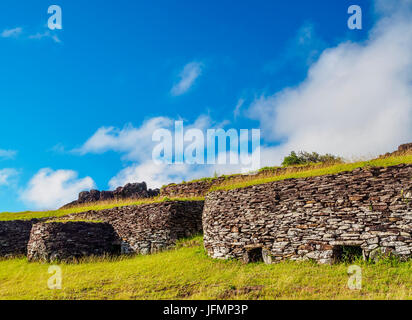 Orongo Village, Rapa Nui National Park, Easter Island, Chile Stock Photo