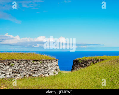 Orongo Village, Rapa Nui National Park, Easter Island, Chile Stock Photo