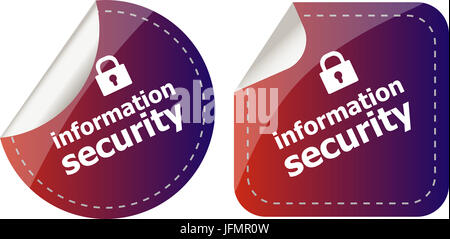 information security stickers label tag set isolated on white Stock Photo