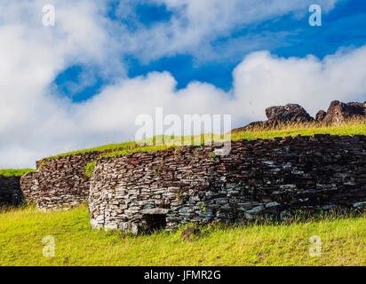 Orongo Village, Rapa Nui National Park, Easter Island, Chile Stock Photo