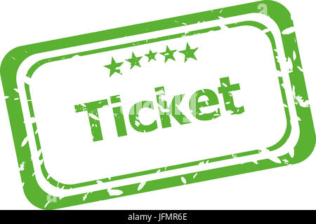 ticket Rubber Stamp isolated over a white background Stock Photo