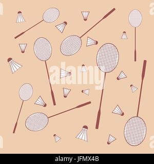 Nice picture of colorful badminton rackets and shuttlecocks on a colorful background Stock Vector