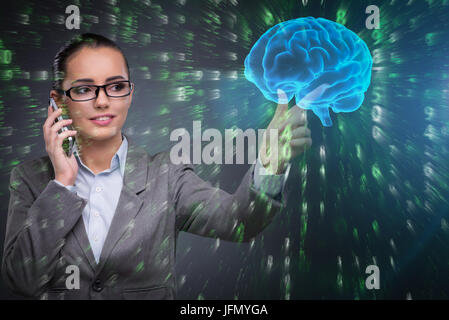 The businesswoman in artificial intelligence concept Stock Photo