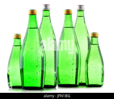 Glass bottles of mineral water isolated on white background Stock Photo ...