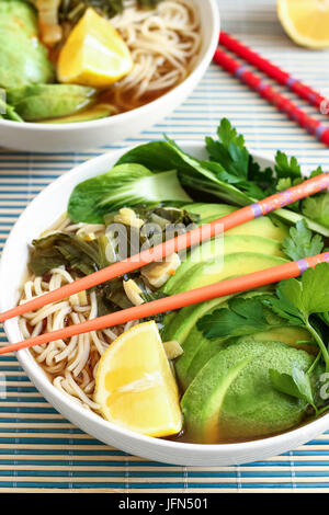 Ramen with Chow Mein Noodles Stock Photo