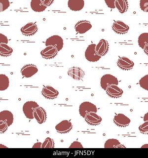 Cute seamless pattern with exotic fruits durian.Thailand theme. Design for poster or print. Stock Vector