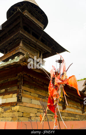 Ancient Prashar Lake Temple view with Prashar Holy water Pond and Green nature landscape at Prashar Lake, Mandi district, Himachal Pradesh, India Asia Stock Photo