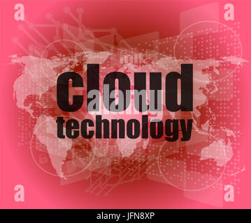 words cloud technology on digital screen, information technology concept Stock Photo