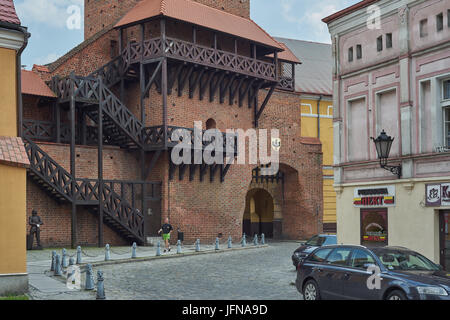 Namyslow Old town historic tenement houses medieval city walls Namyslow Brama Krakowska Gate Opolskie voivodship Stock Photo