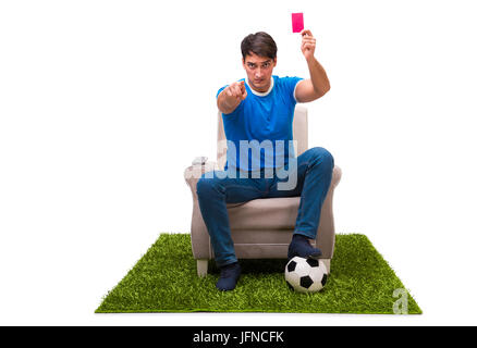 Man watching sports isolated on white background Stock Photo