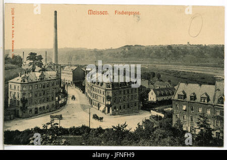 07658-Meißen-1906-Fischergasse und Leipziger Straße-Brück & Sohn Kunstverlag Stock Photo