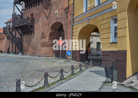 Namyslow Old town historic tenement houses medieval city walls Namyslow Brama Krakowska Gate Opolskie voivodship Stock Photo